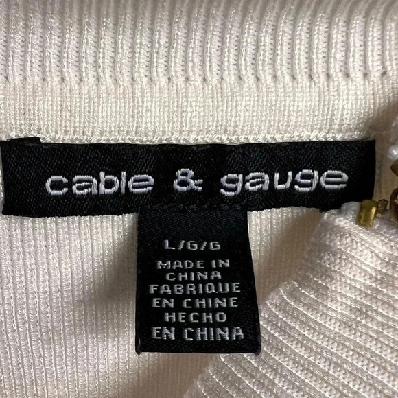 Cable & Gauge White Sleevless Sweater Womens Size L Turtleneck Zip - Picture 2 of 5